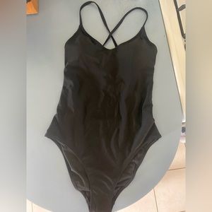 Aerie Strappy Back One Piece Swimsuit (Black)